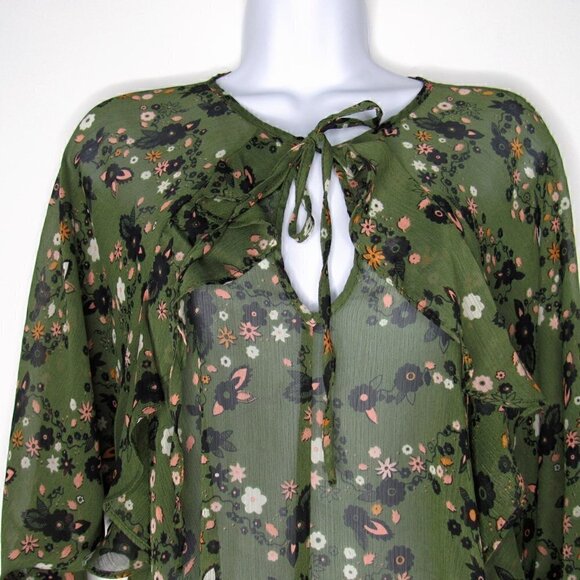 Topshop - Ruffle Balloon Sleeve Blouse - Size 6 - Picture 3 of 7